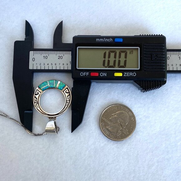 VTG Sterling Silver 925 Navajo Opal Inlay Southwest Style Pendant Necklace 18" - Picture 15 of 16